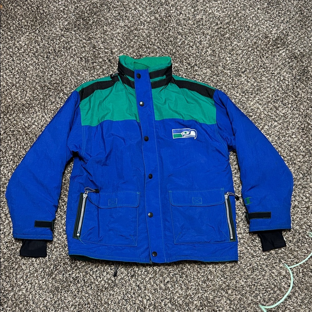 Champion Vintage 90's Champion Fleece Lined Seattle Seahawks Jacket Size Large